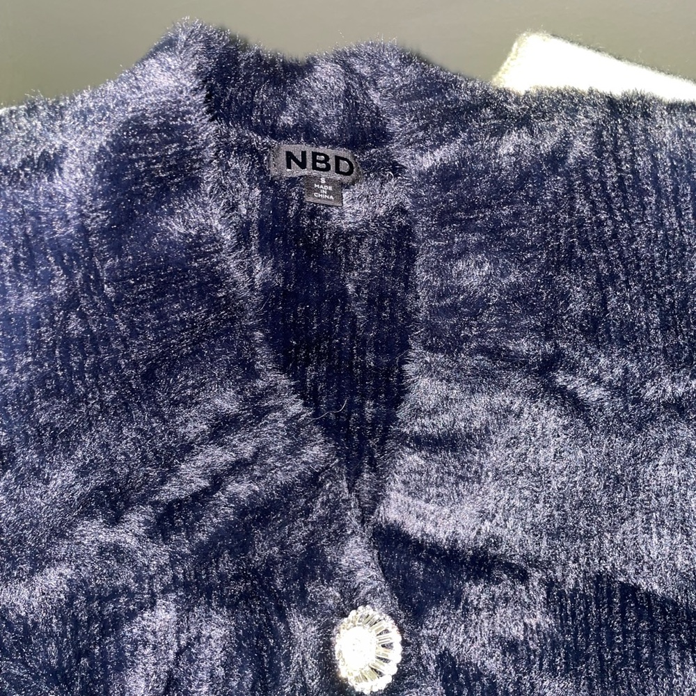 Revolve NBD Grace Fuzzy Cardigan Skirt Set Black - Picture 6 of 11